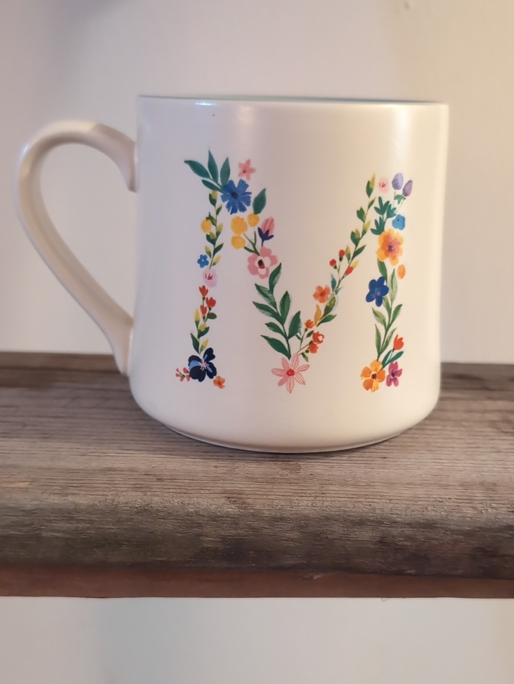 Indigo Floral 'M' Ceramic Mug